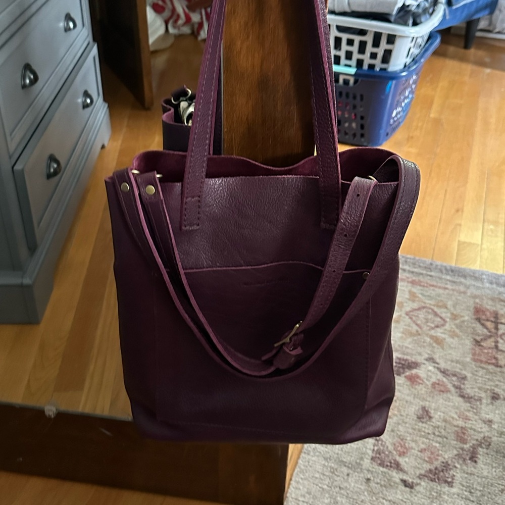 Portland leather full crossbody PLUM EUC